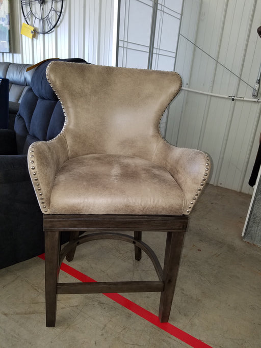 Tan Upholstered Swivel barstool