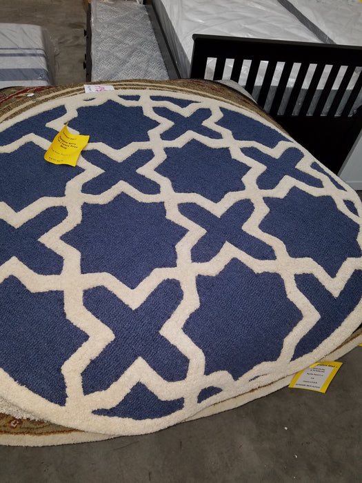 Martins Navy Blue/Ivory Area Rug 4' Round