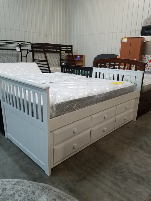 Captains Bed with Drawers (White Color)