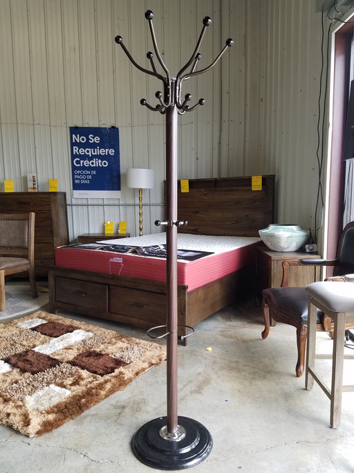 Standing Coat Rack With Woodgrain Finish