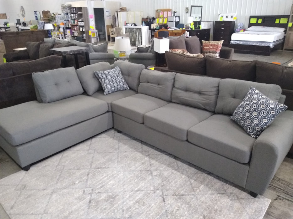 Steel Gray Linen Sectional with Ottoman (500413)