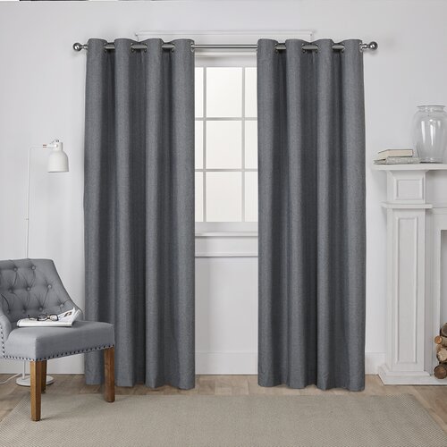 Molly Solid Color Blackout Thermal Grommet Curtain Panels Size: 54" W x 96" L, Color: Charcoal