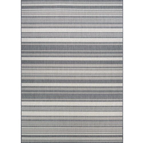 Anguila Stripe Gray Indoor/Outdoor Area Rug 2'3'' x 7'10''