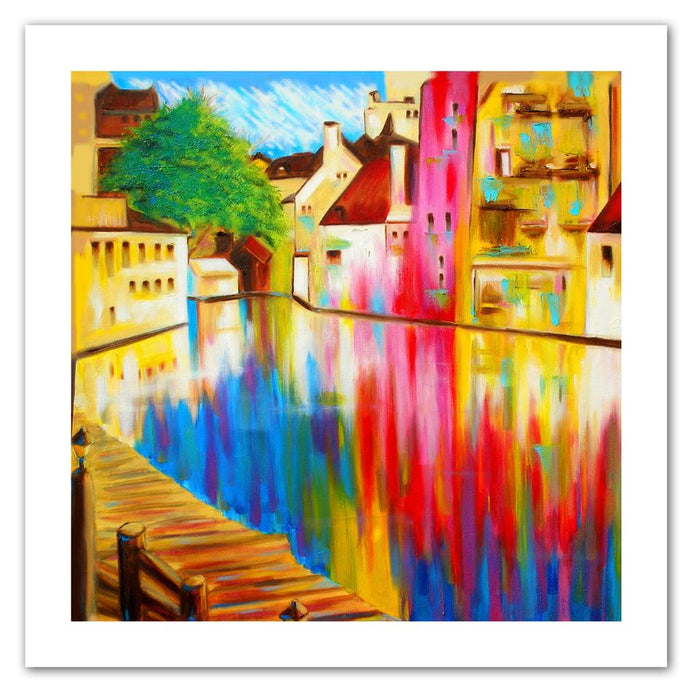 River Through Treviso by Susi Franco Painting Print on Rolled Canvas