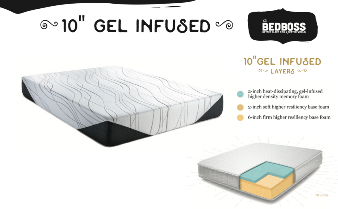 10" Gel Infused Mattress by The Bed Boss