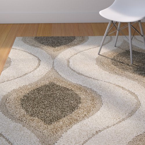 Fulton Cream/Smoke Shag Area Rug 4' x 6'