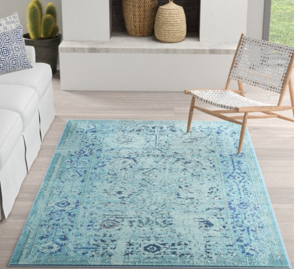 Charleena Light Blue Area Rug - Size: Rectangle 8' x 11'