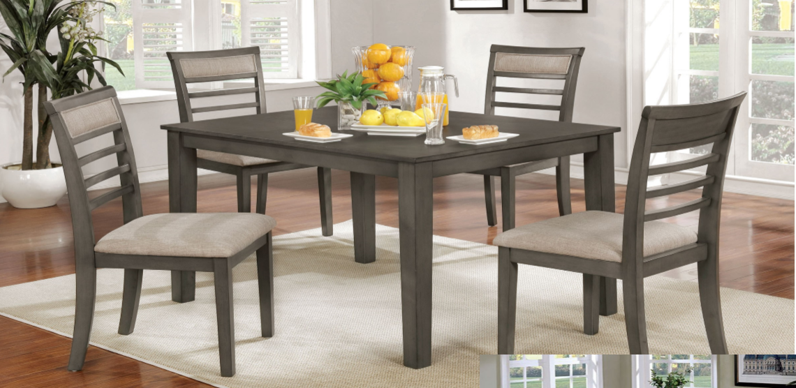 Fafnir Gray Dining Table With 4 Chairs