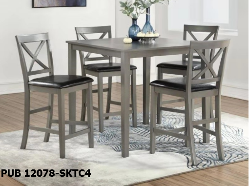 Gray Pub Table W/ 4 Chairs