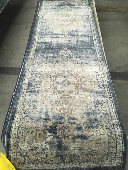 Abbeville Power Loom Dark Blue Area Rug - Size: Runner 2'2" x 6'7"