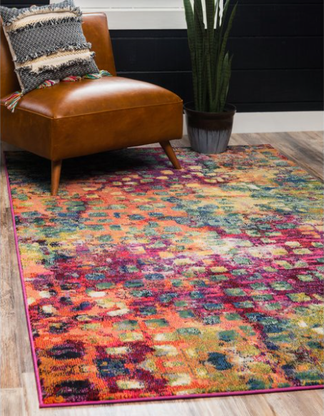 Massaoud Pink/Green Area Rug - Size: Rectangle 7'1" x 10'