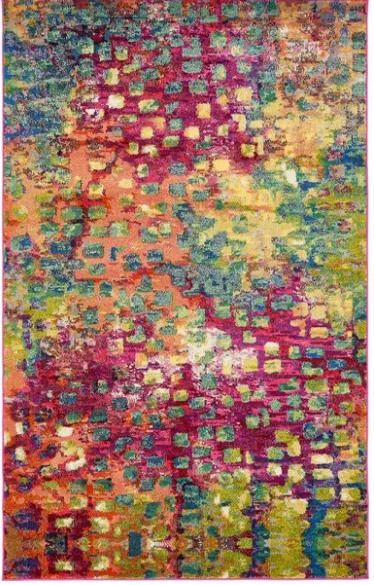 Massaoud Pink/Green Area Rug - Size: Rectangle 7'1" x 10'