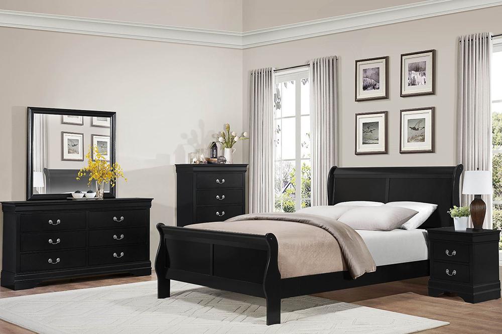 Sleigh Bed, Bedroom Set, Black - @ARFurnitureMart