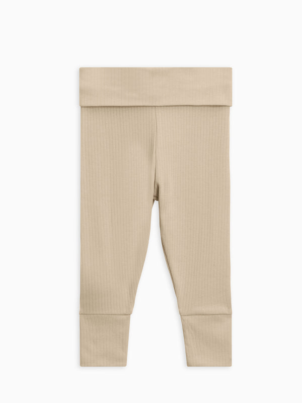 Petite Oatmeal Marl Knit Fold Over Yoga Pants