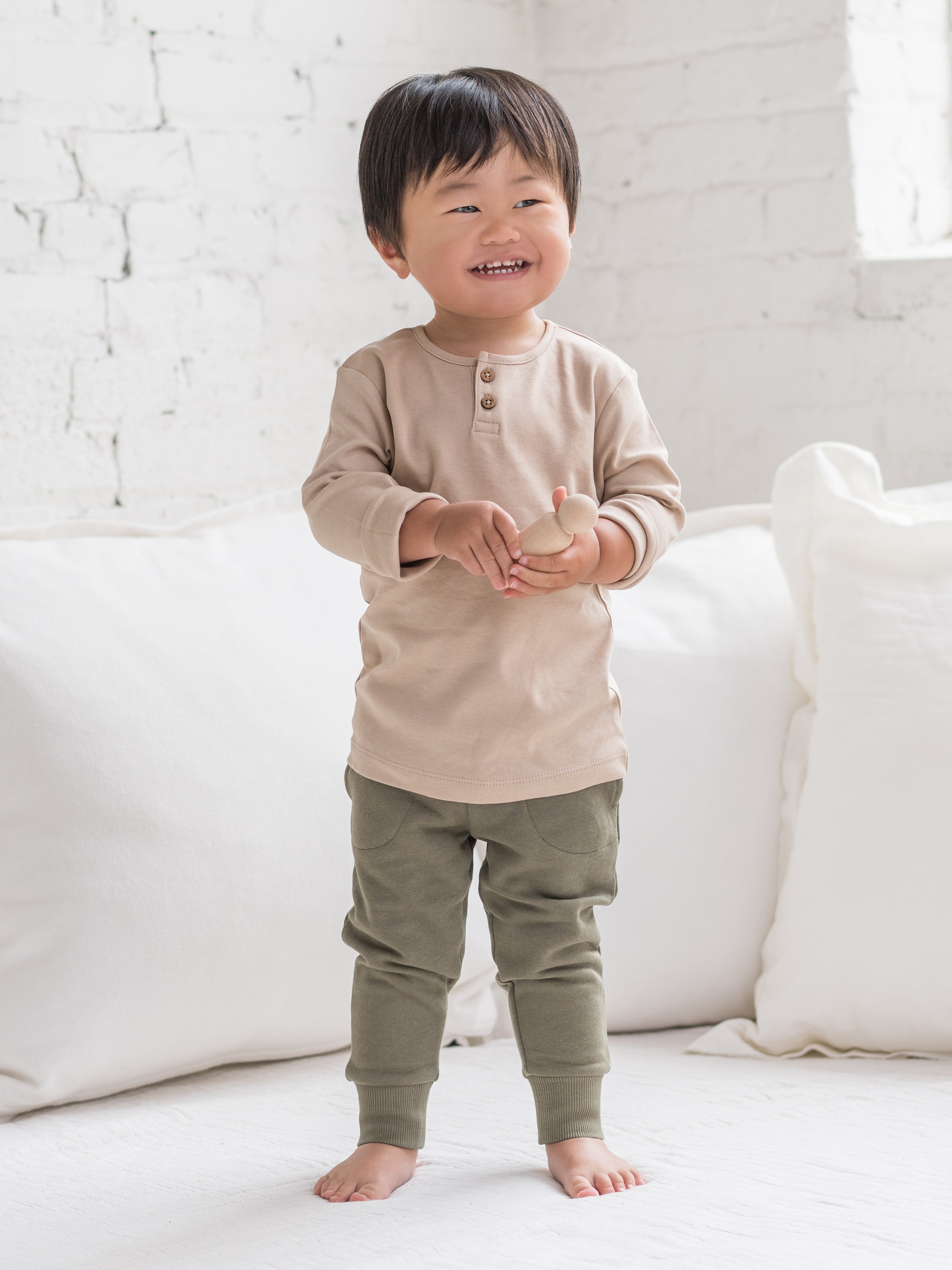 Organic Cotton Reef Long Sleeve Henley T-shirt for Baby and Toddler