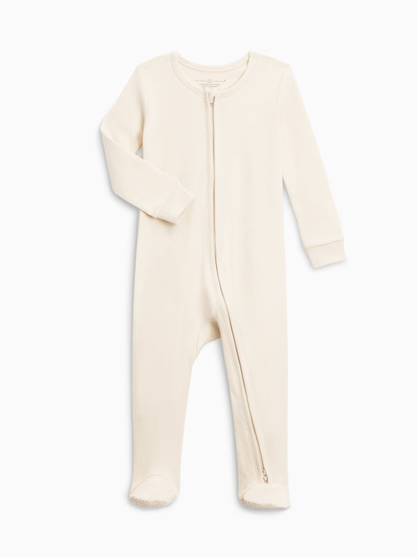 One-Piece Zip Footed Sleeper (Organic Cotton) - Baby Beluga – Nest