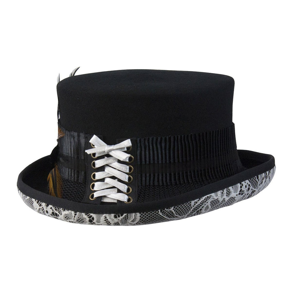 Wonderlijk White Lace Victorian Steampunk Top Hat | Conner Hats EM-84