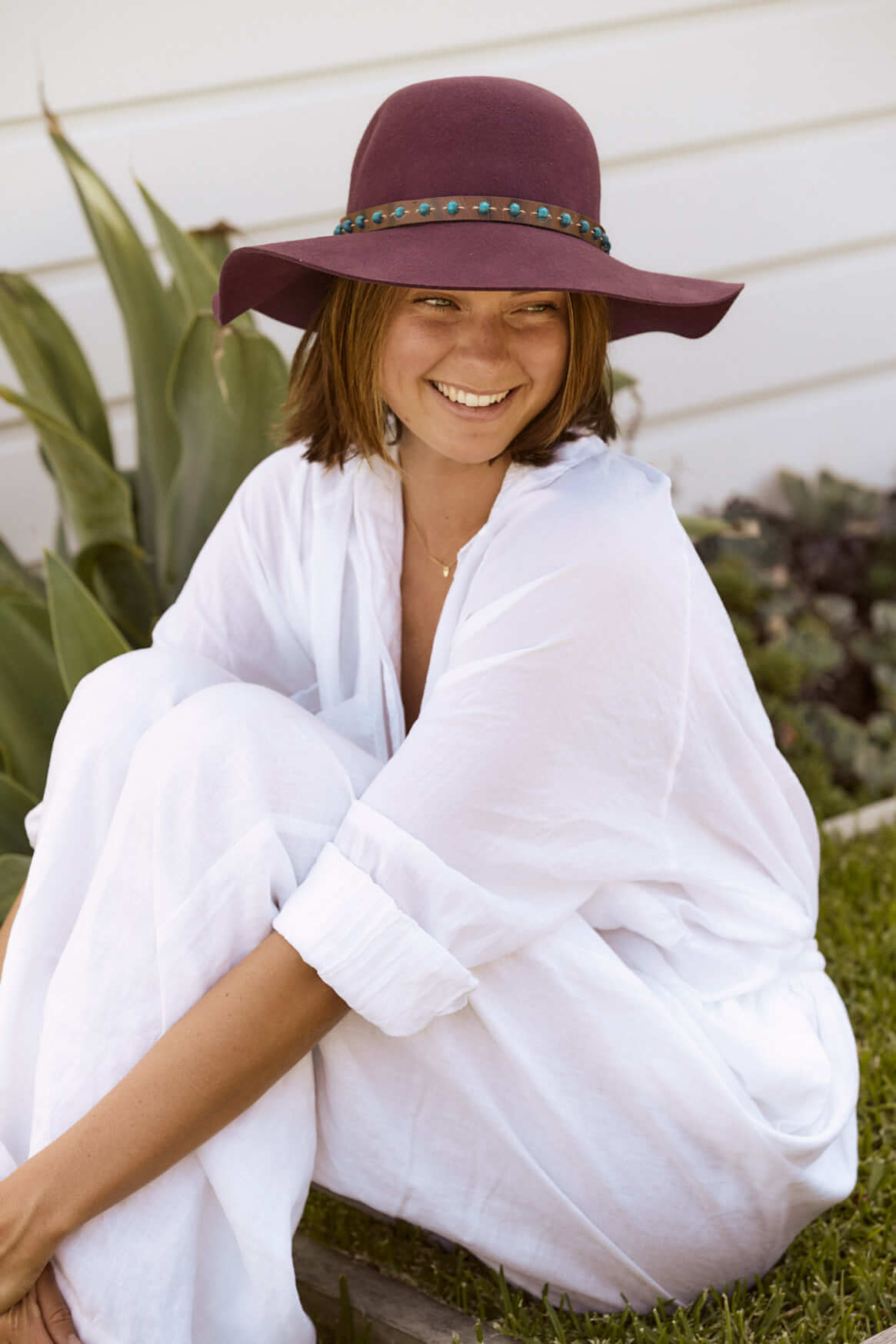 white floppy wool hat