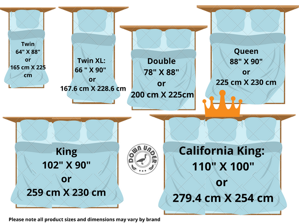 Best Duvet And Pillow Size Dimensions Including California King