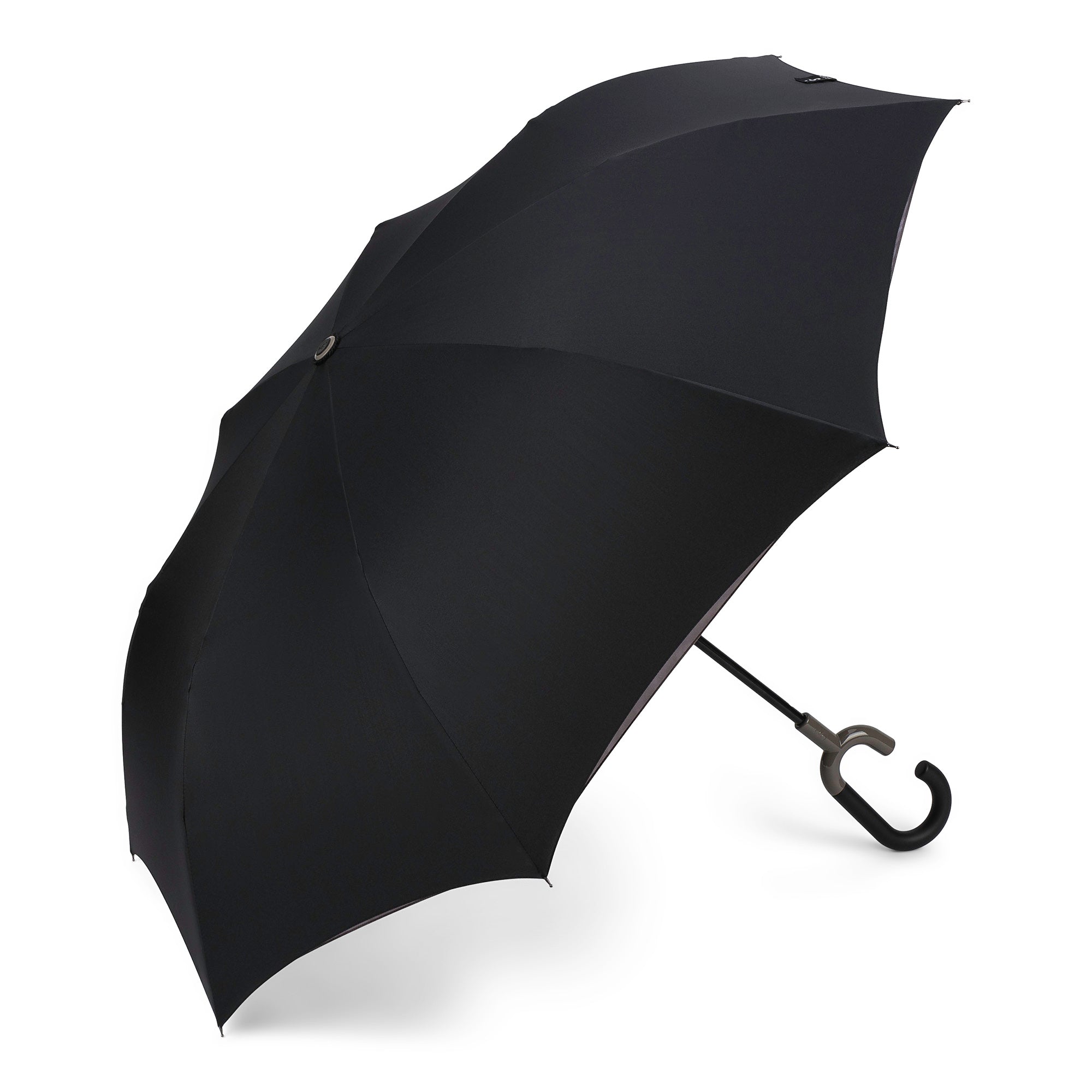 Reverse Closing Stick Umbrella in Black (top) and Hearth (bottom) - 3273