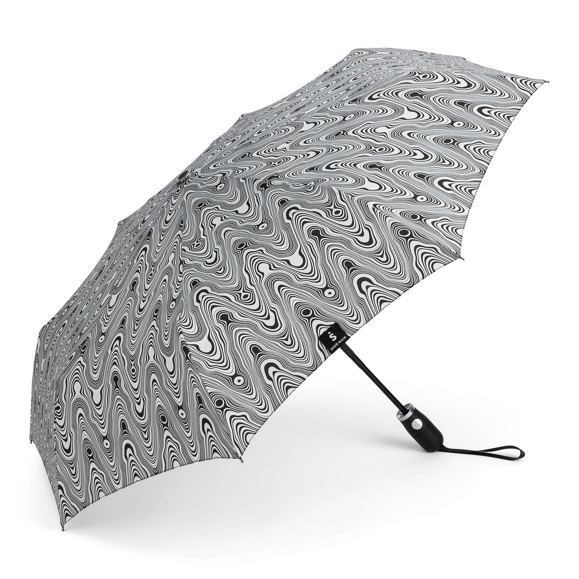 Auto Open Auto Close Compact Umbrella in black and white pattern - 2472 