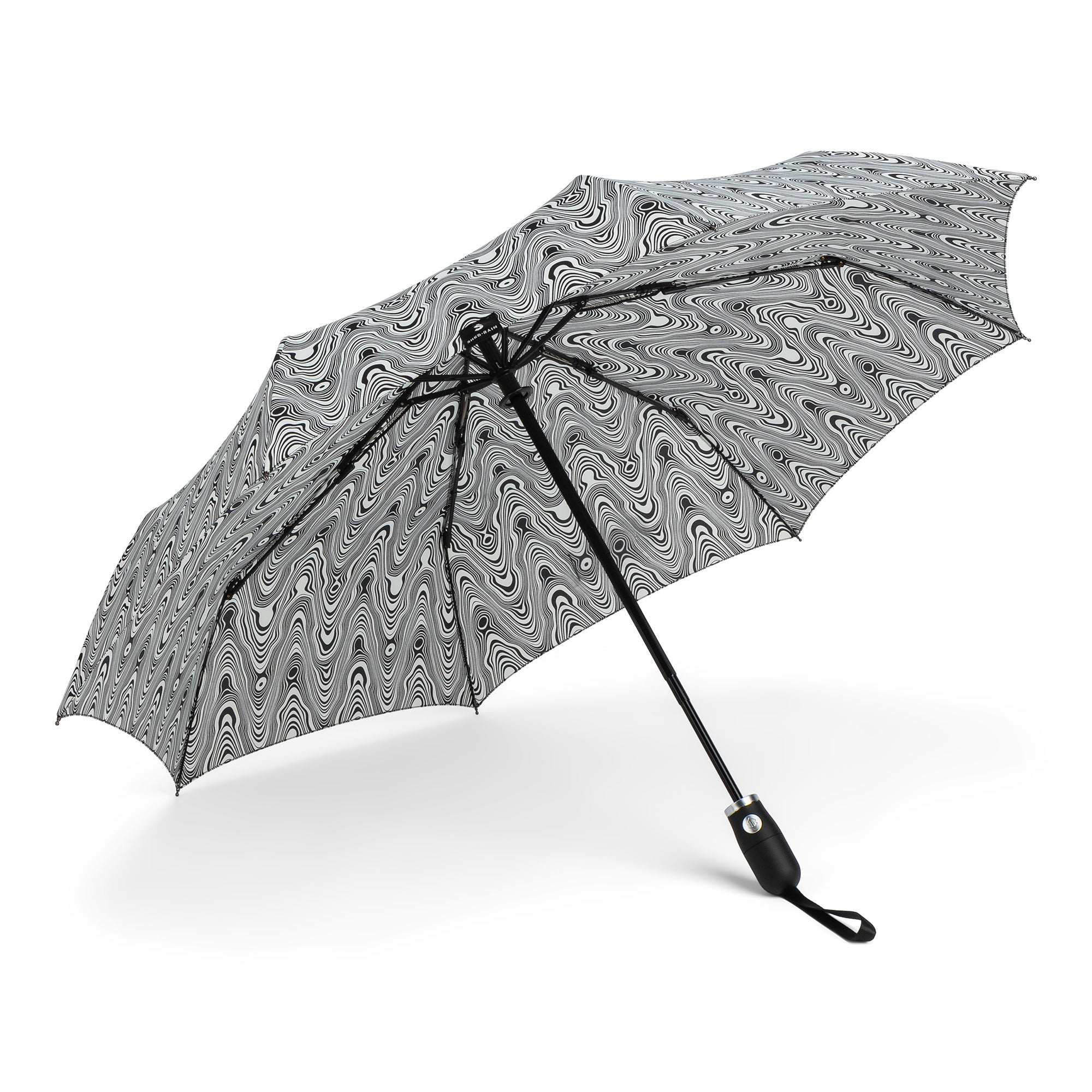 Auto Open Auto Close Compact Umbrella in black and white pattern - 2472 