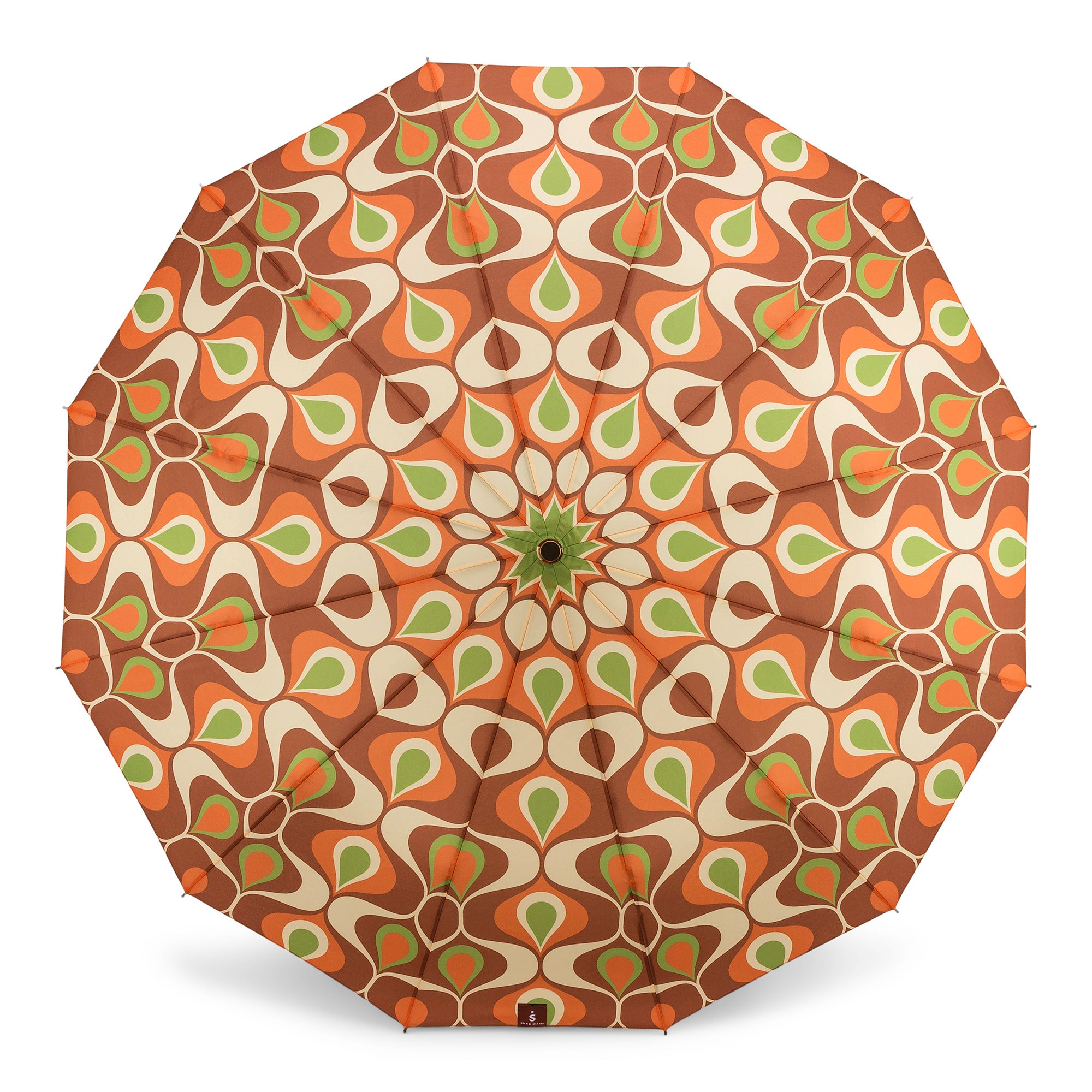1970s Vintage Style Manual Compact Umbrella; far out pattern
