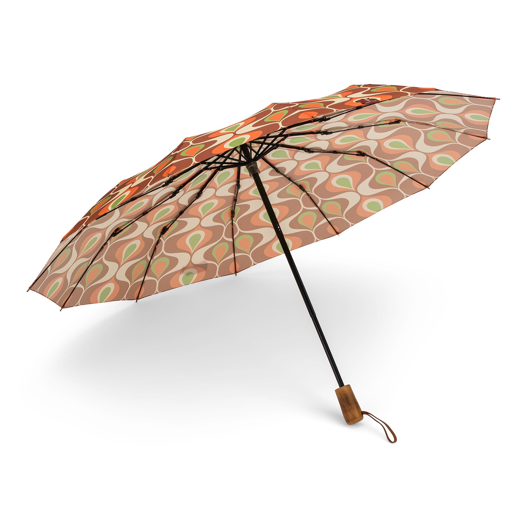 1970s Vintage Style Manual Compact Umbrella; far out pattern