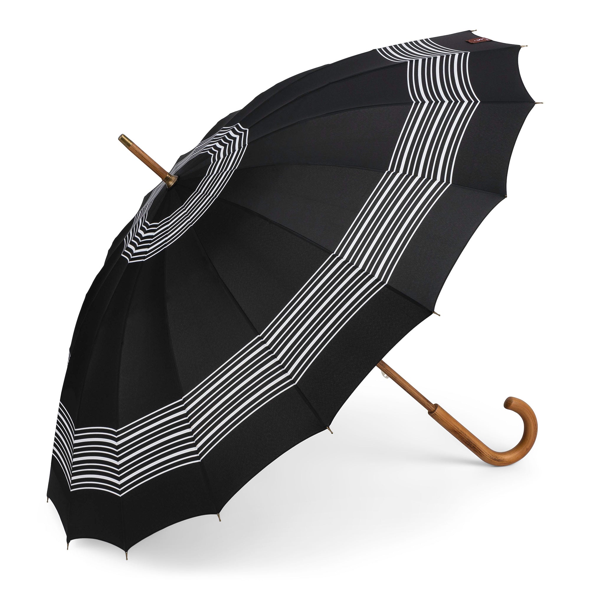 1950s Vintage Style Manual Stick Umbrella; black and white