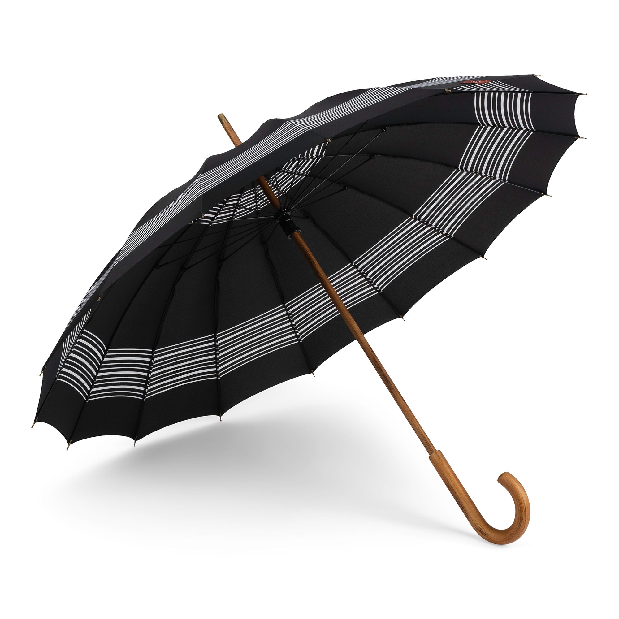 1950s Vintage Style Manual Stick Umbrella; black and white