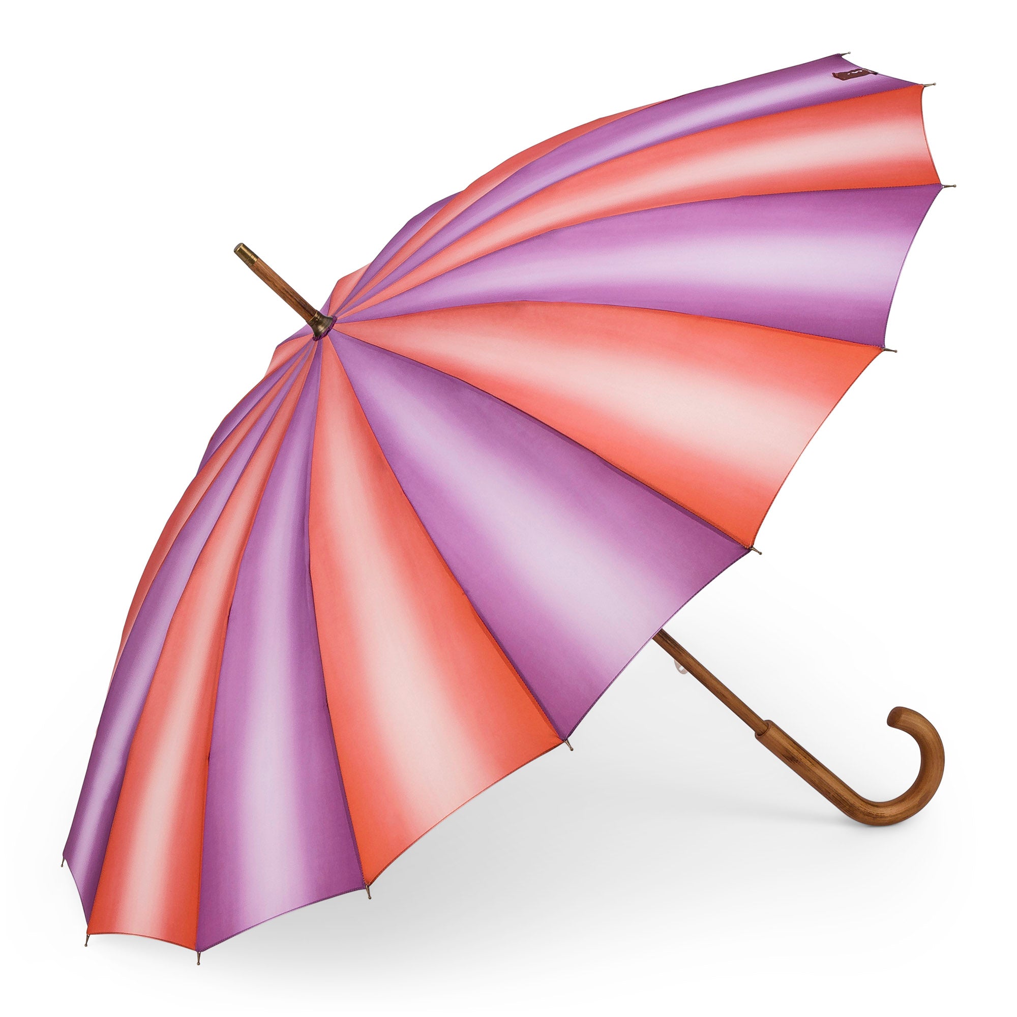 1960s Vintage Style Manual Stick Umbrella; pink and purple 