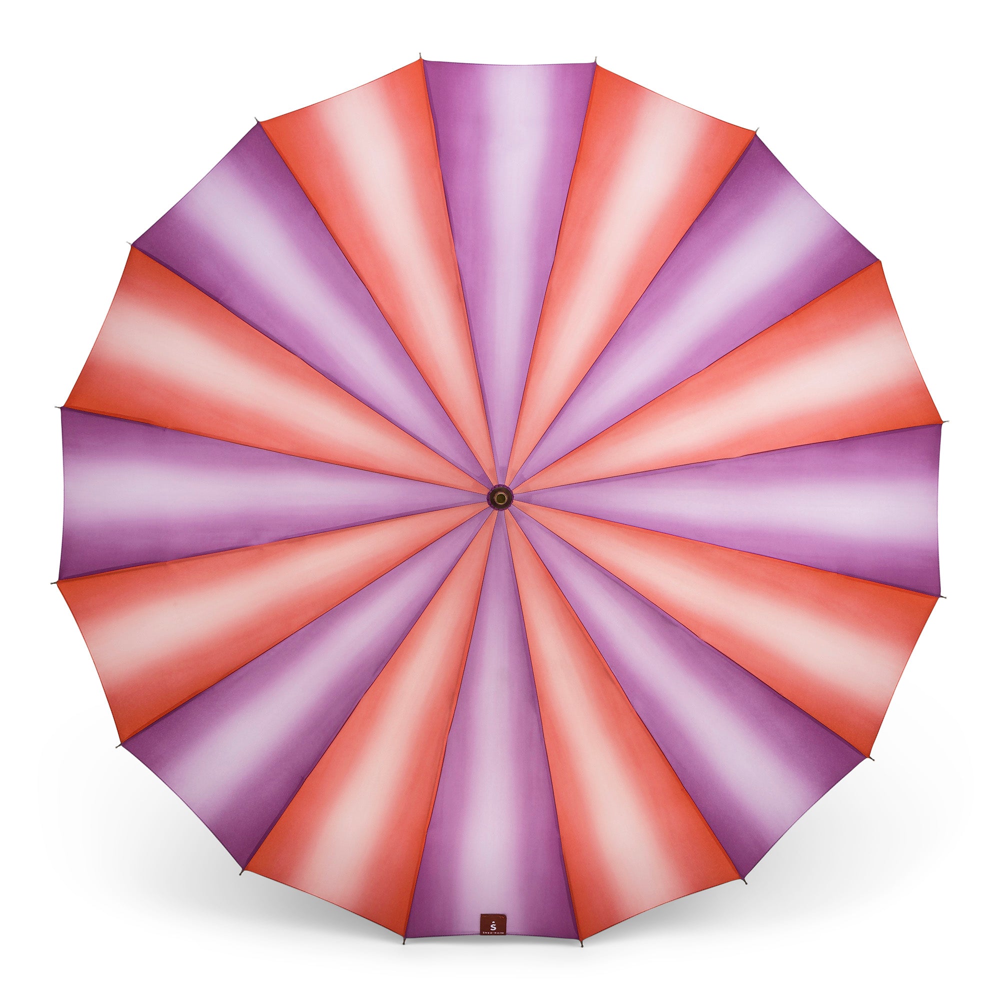 1960s Vintage Style Manual Stick Umbrella; pink and purple 