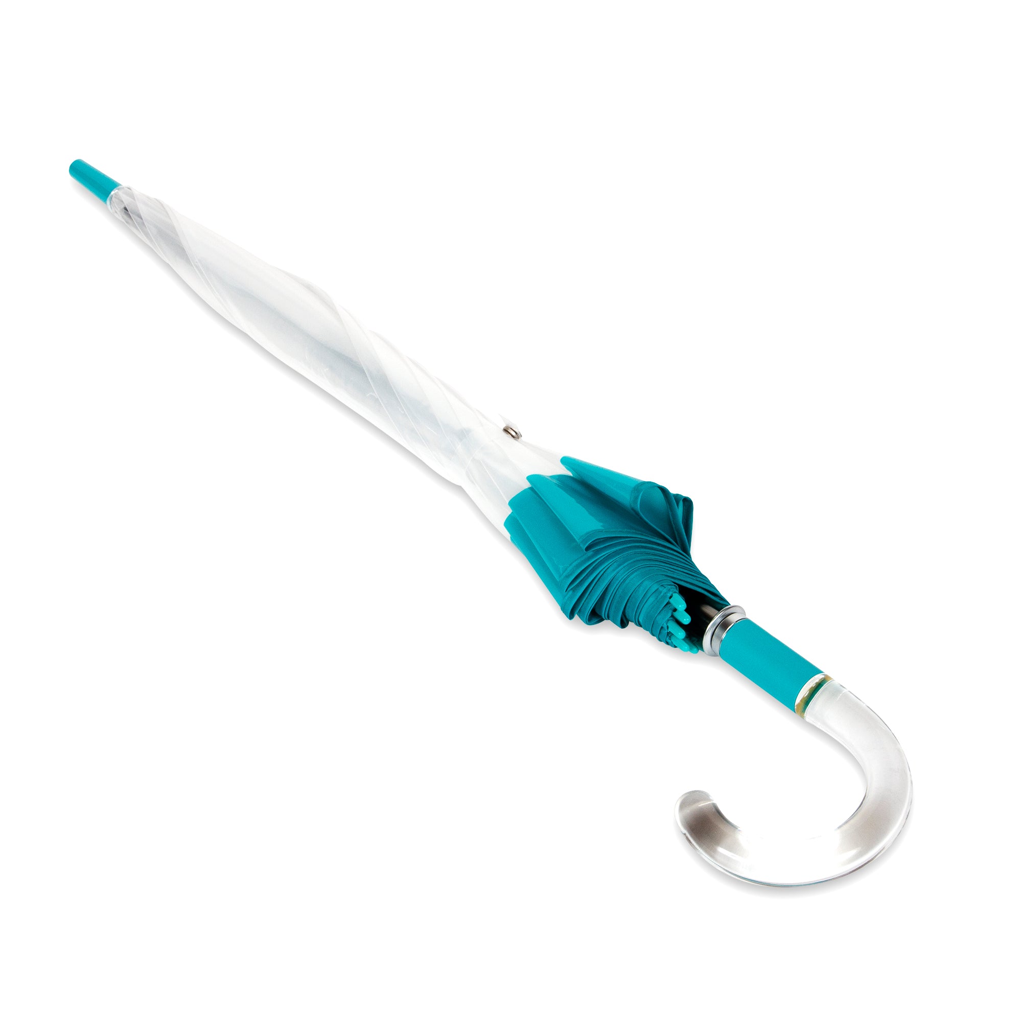 Clear Bubble Umbrella with Scallop Turquoise edge