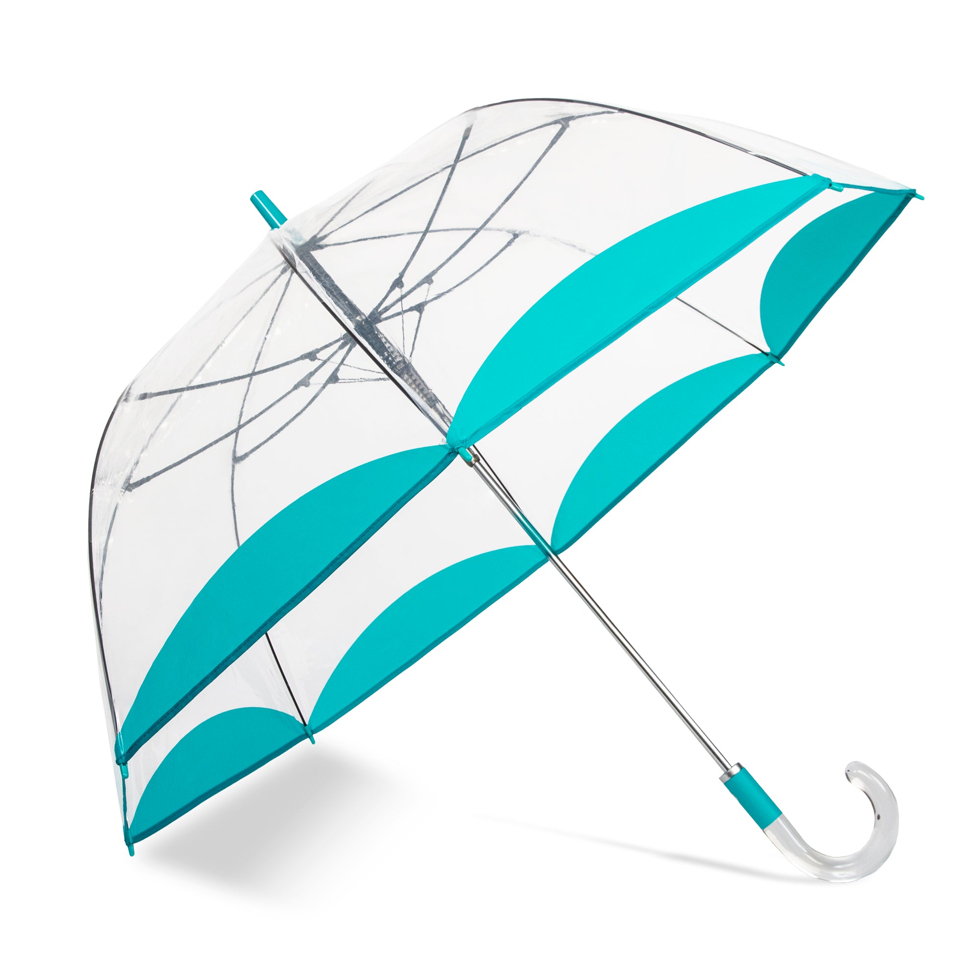 Clear Bubble Umbrella with Scallop Turquoise edge