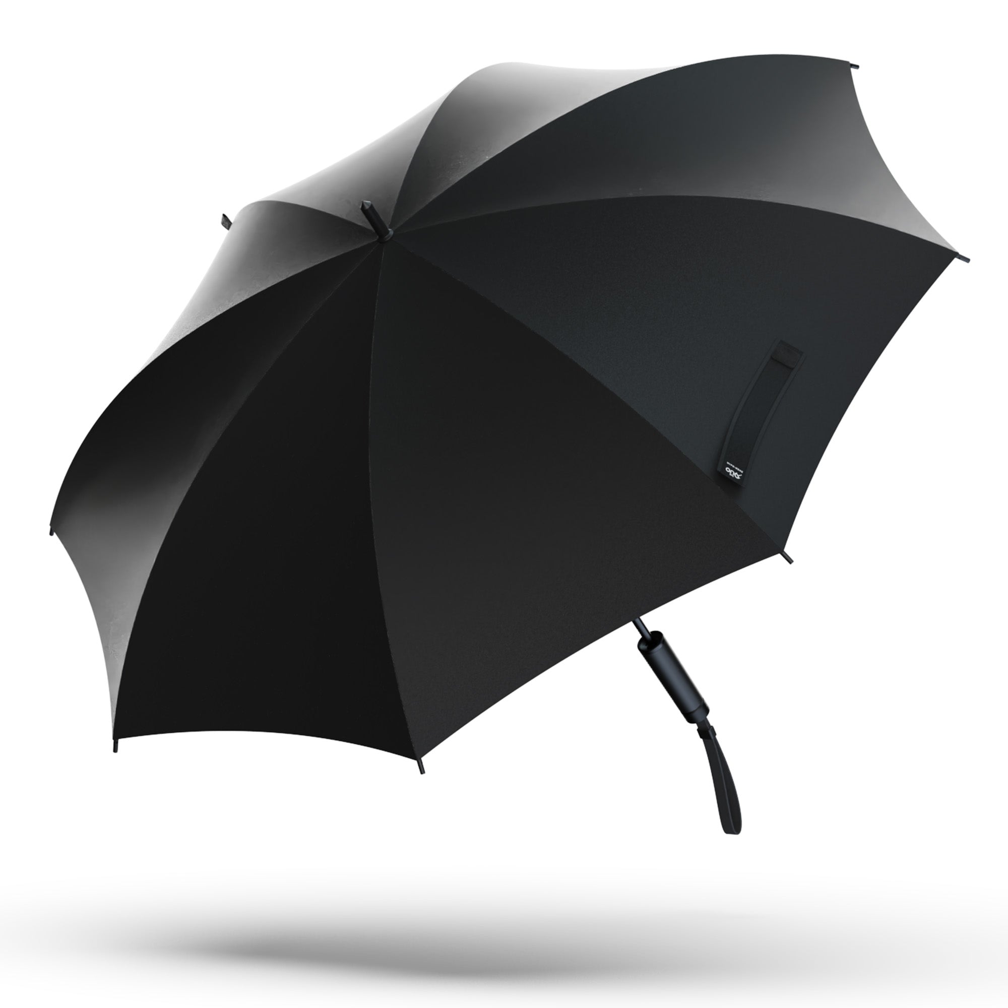 Image of The Duo open in Black, the first-ever dual-handle umbrella as seen on Shark Tank. 