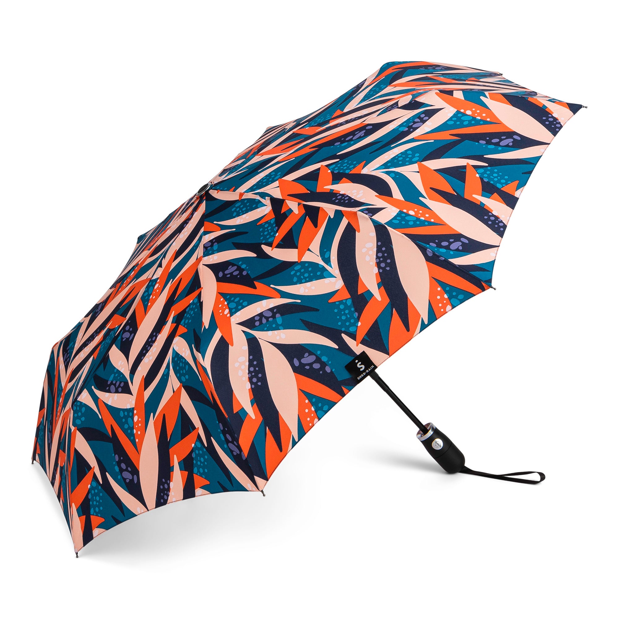 Auto Open Auto Close Compact Umbrella in tropical inspired pattern - 2472 