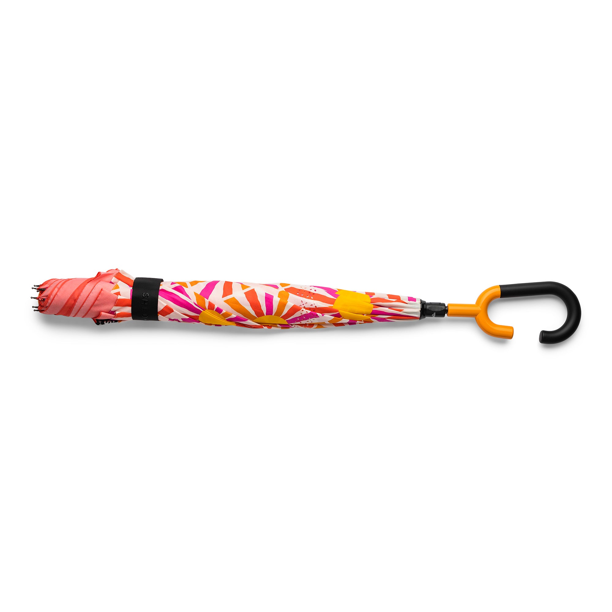 Reverse Closing Stick Umbrella in Coral (top) and Sunny (bottom) - 3274