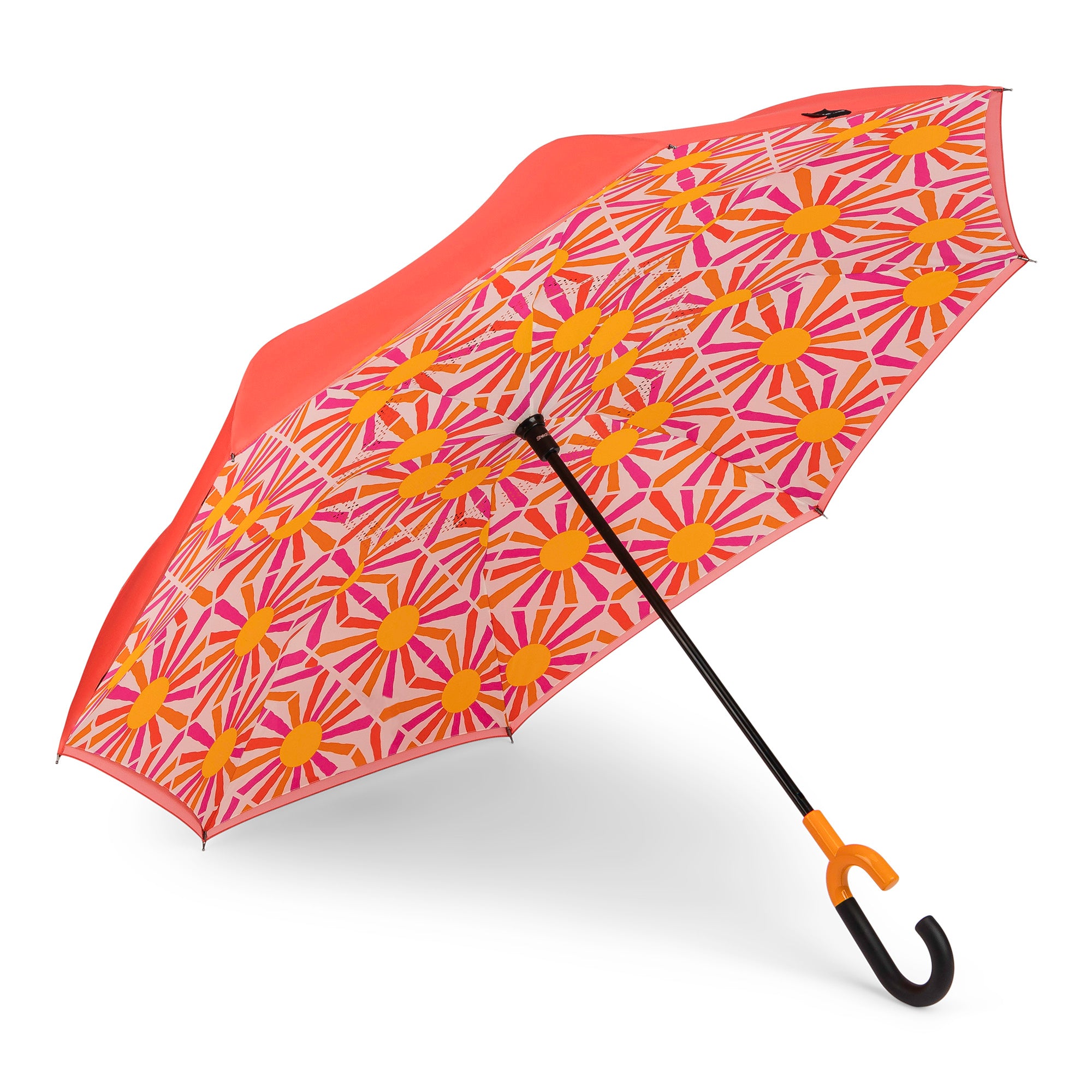 Reverse Closing Stick Umbrella in Coral (top) and Sunny (bottom) - 3274