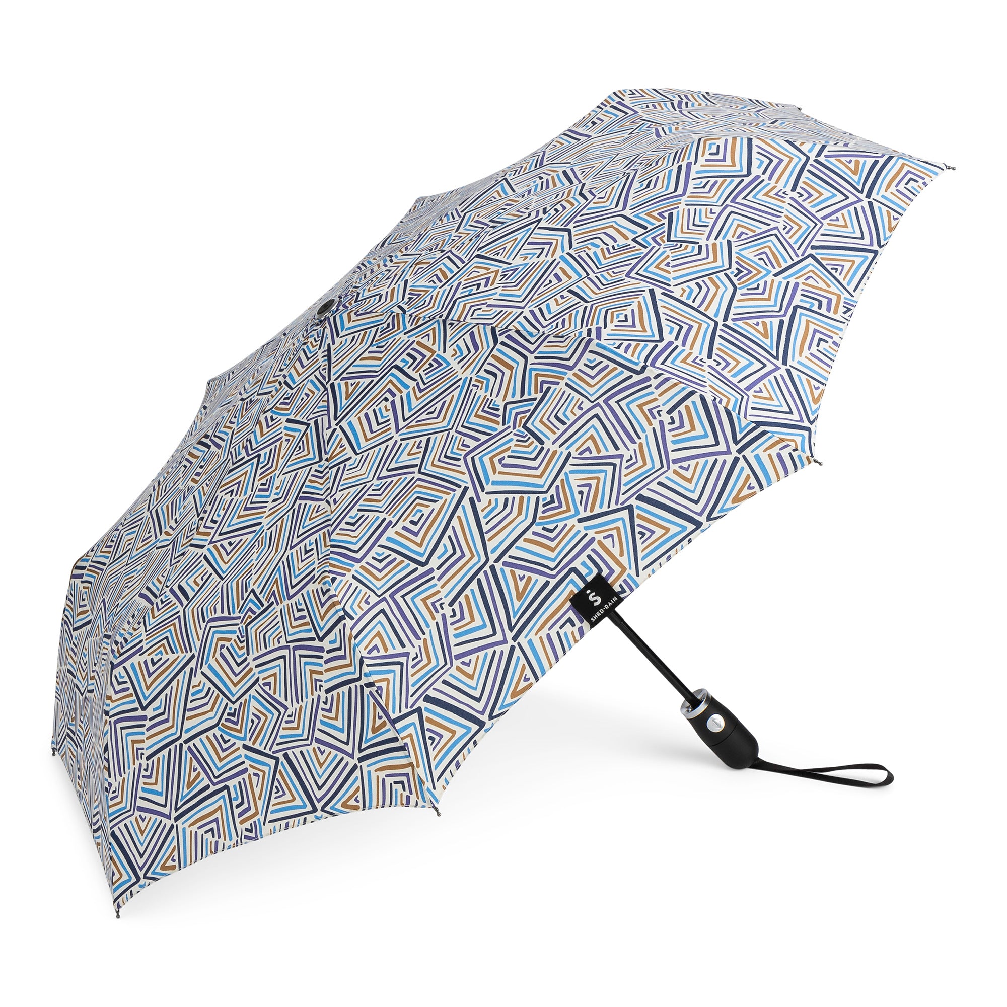 Auto Open Auto Close Compact Umbrella in colorful line art pattern - 2472 