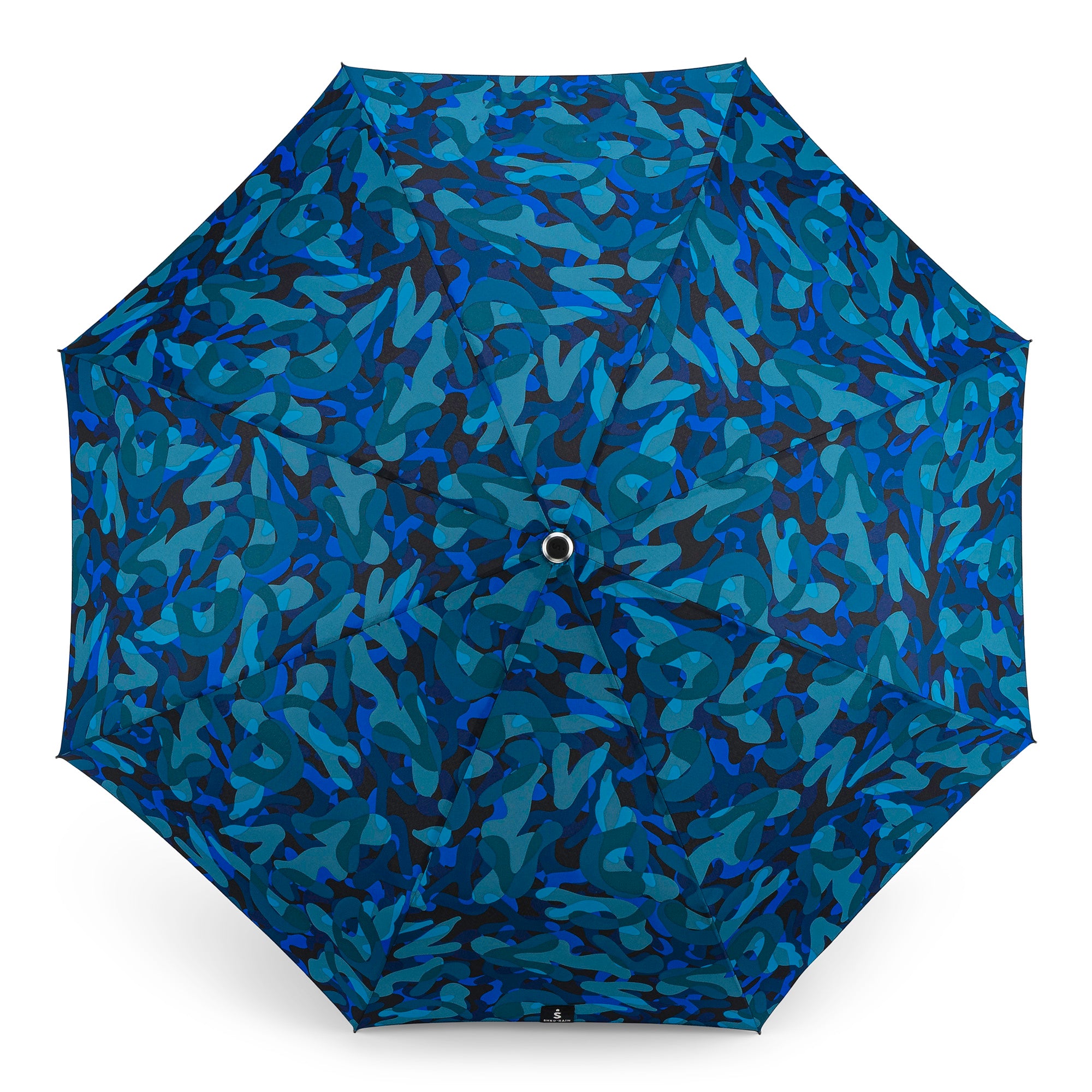 Auto Open Auto Close Compact Umbrella in blue camo inspired pattern - 2472 