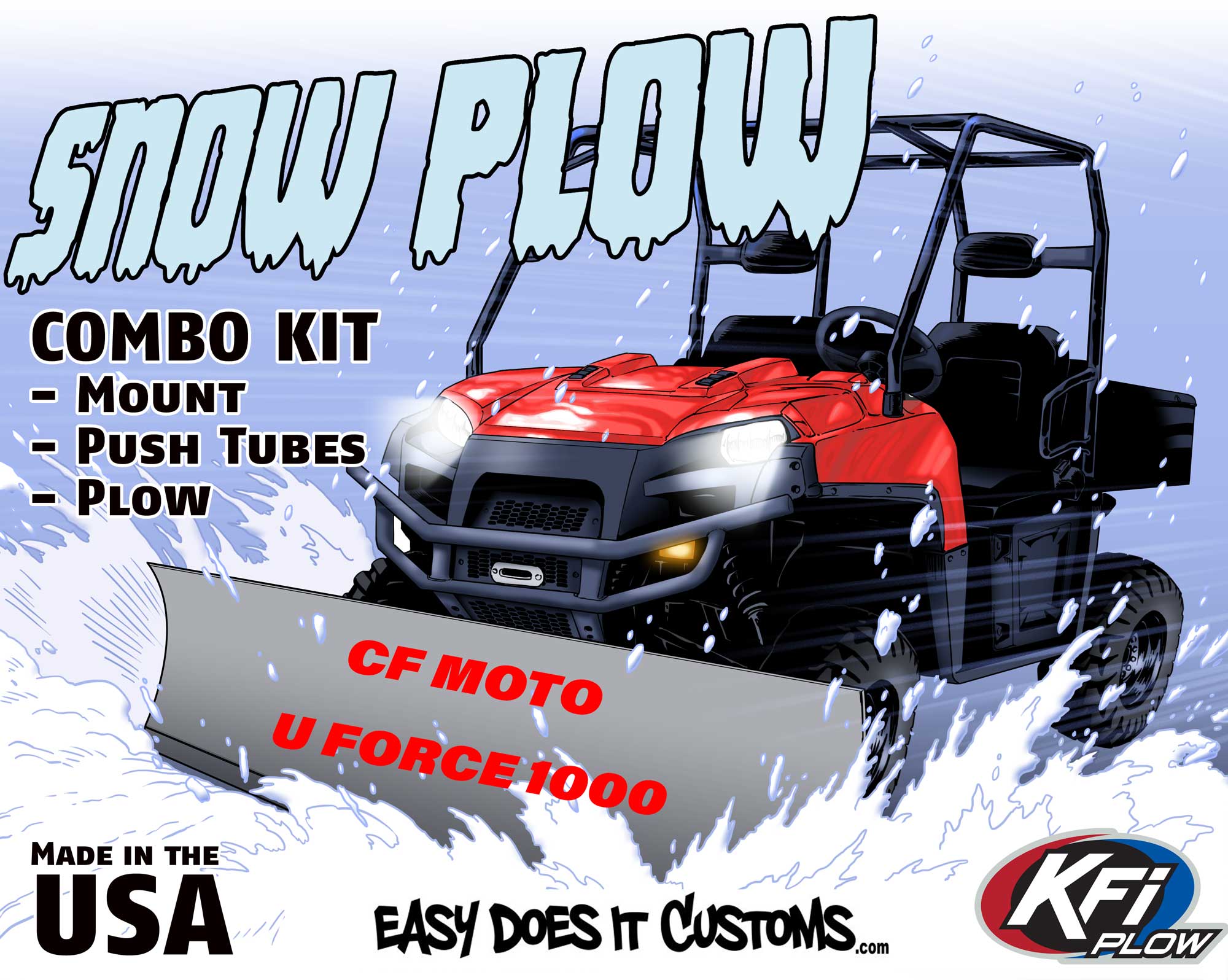 Kfi Snow Plow Utv Package For 19 21 Cfmoto Uforce 1000 Easy Does It Customs Llc