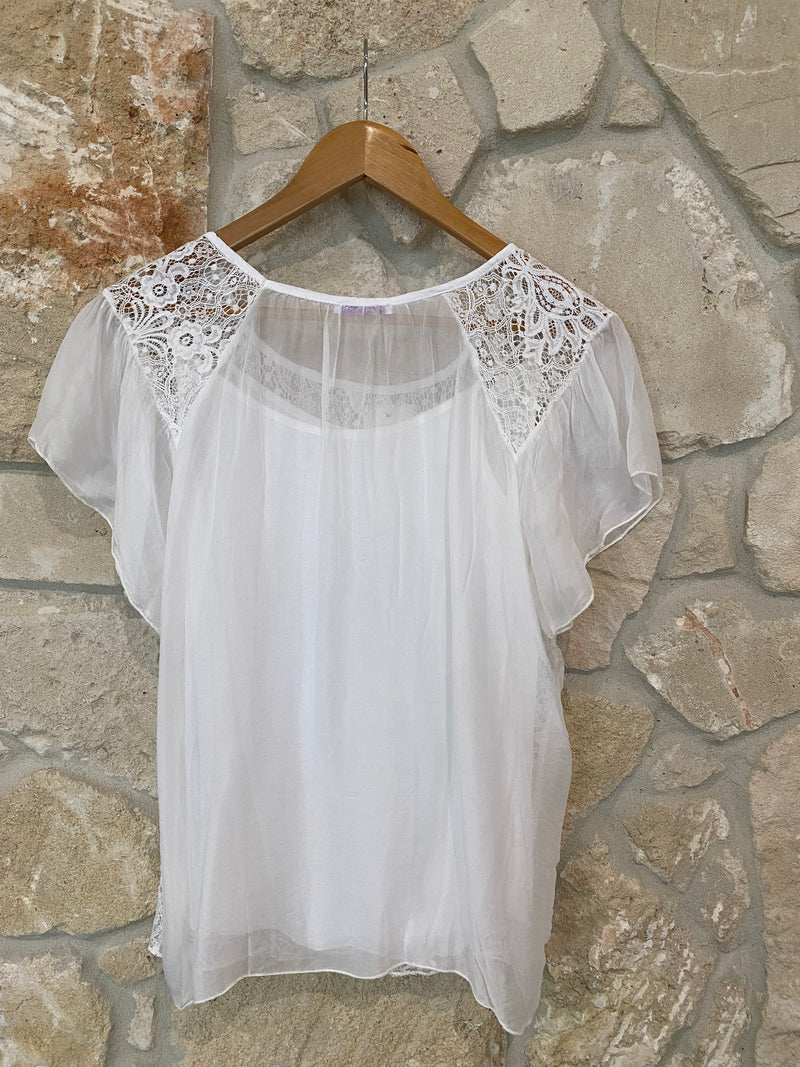 Lace Front Silk Top