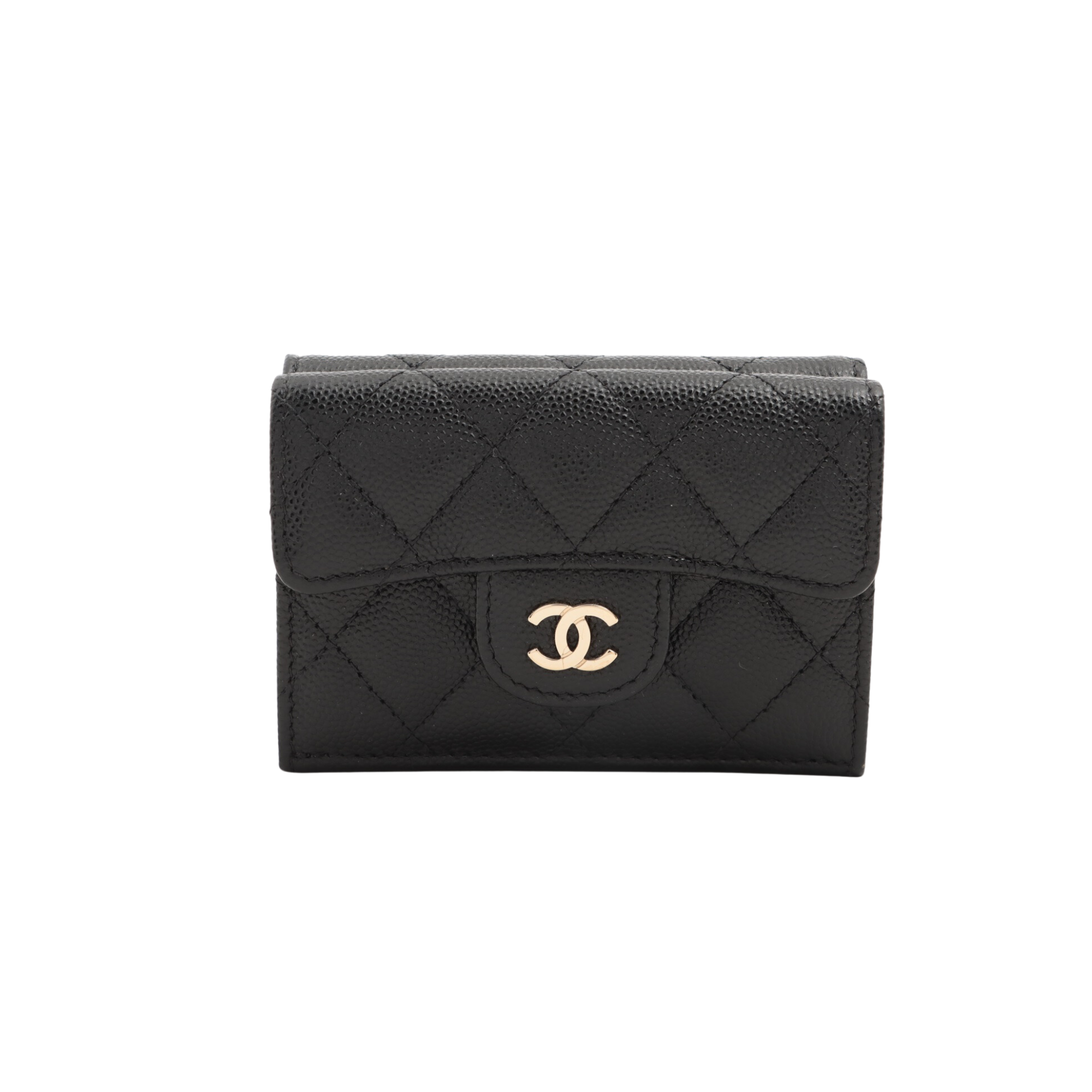 Chanel TriFold Black Caviar Compact Wallet  THE PURSE AFFAIR