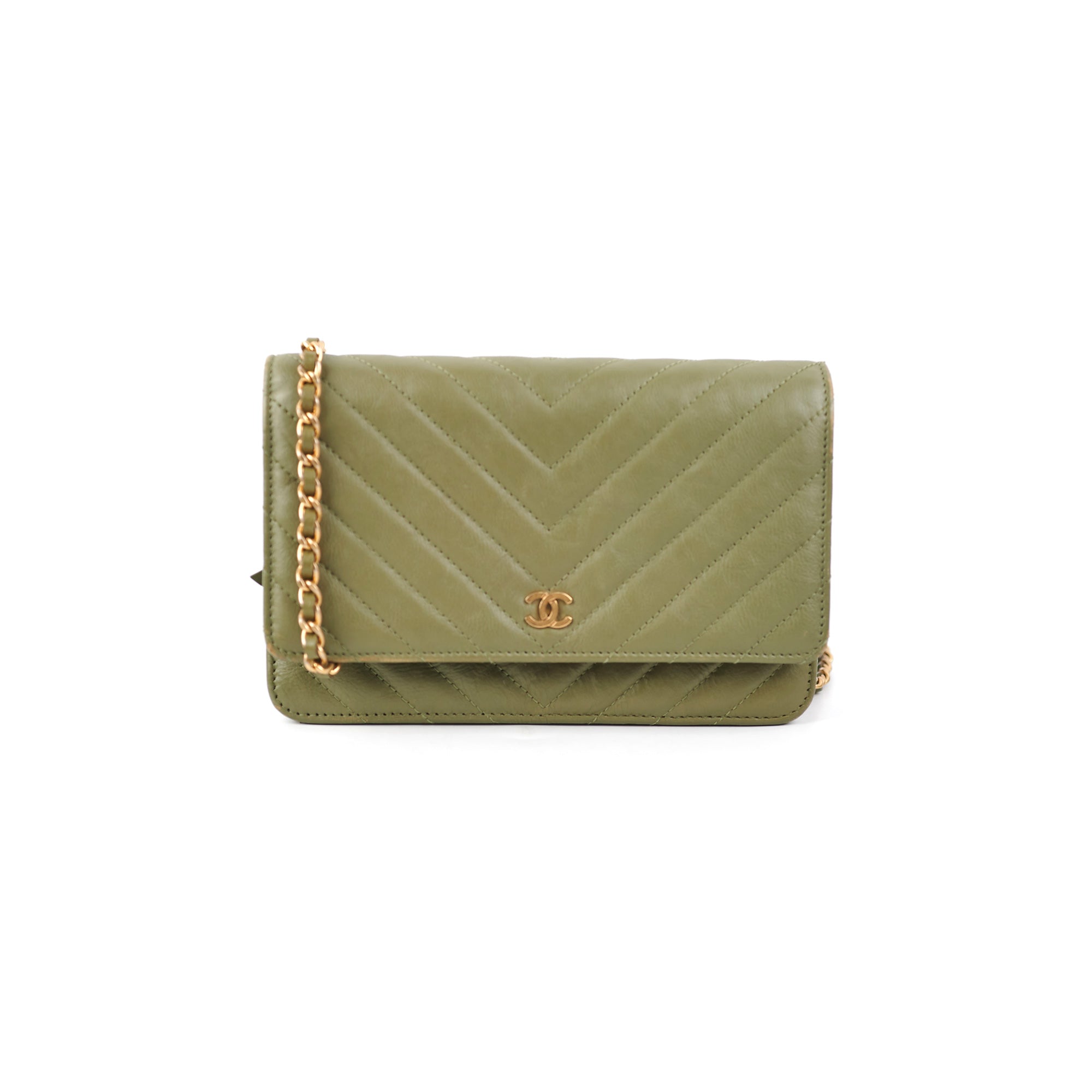 Chanel Classic Wallet on Chain Green Lambskin with Gold Hardware Preowned  in Box WA001  Julia Rose Boston  Shop