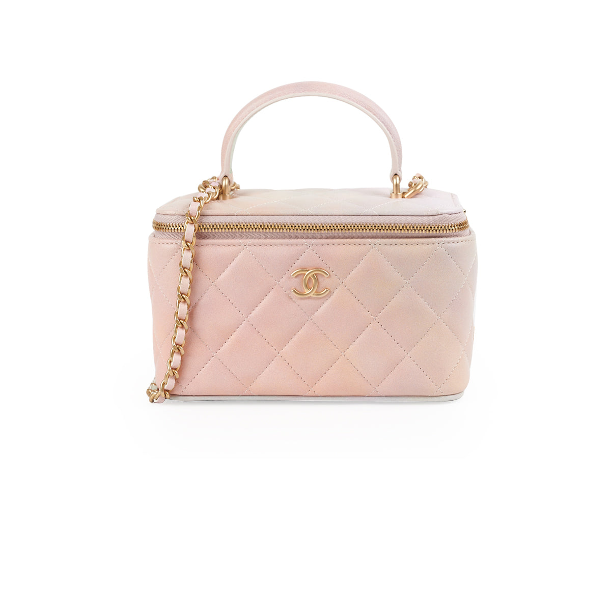 CHANEL MICRO VANITY BAG WITH CHAIN PINK Caviar Leather  GoldTone Met   LuxuryPromise