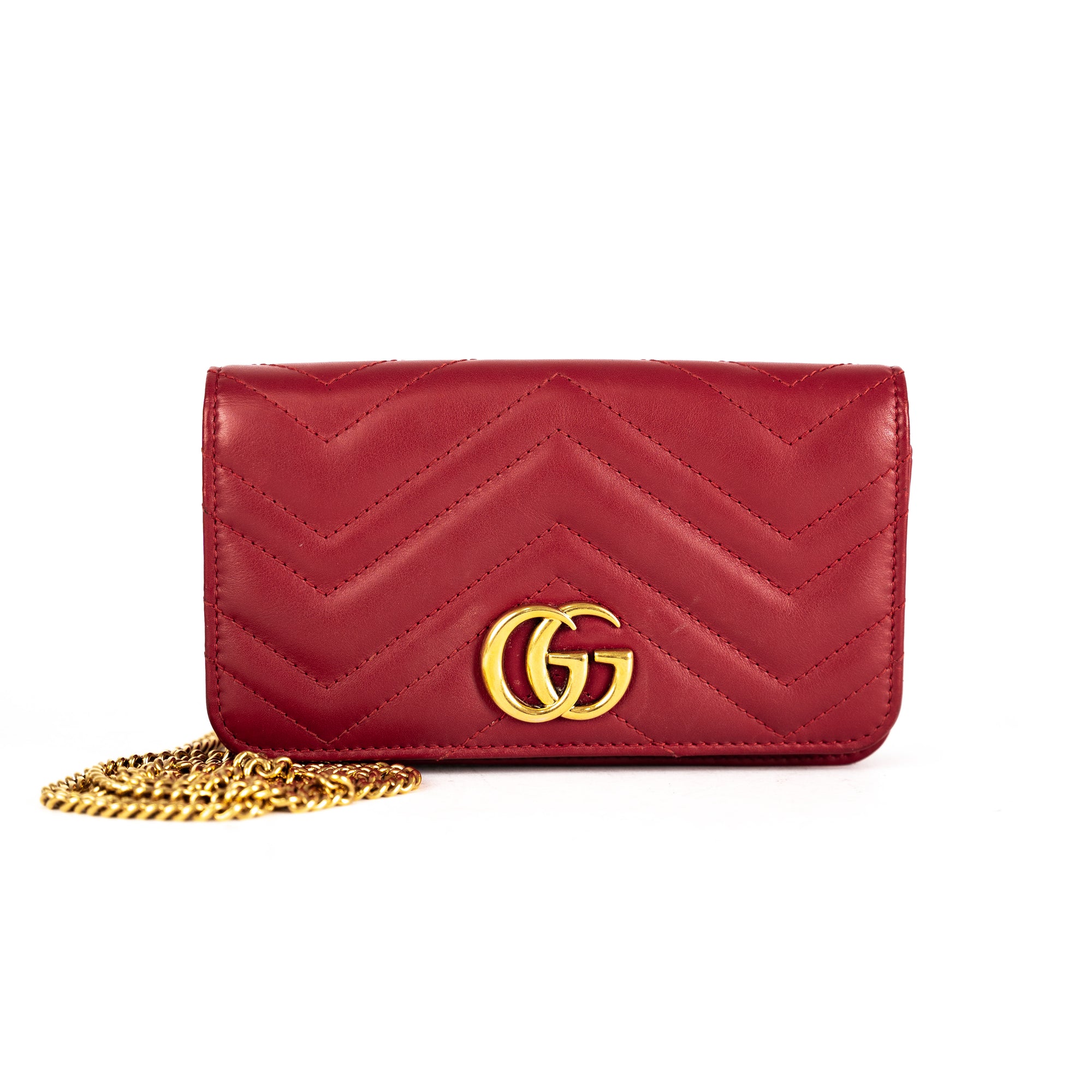 Gucci Marmont WOC Wallet On Chain Red - THE PURSE AFFAIR