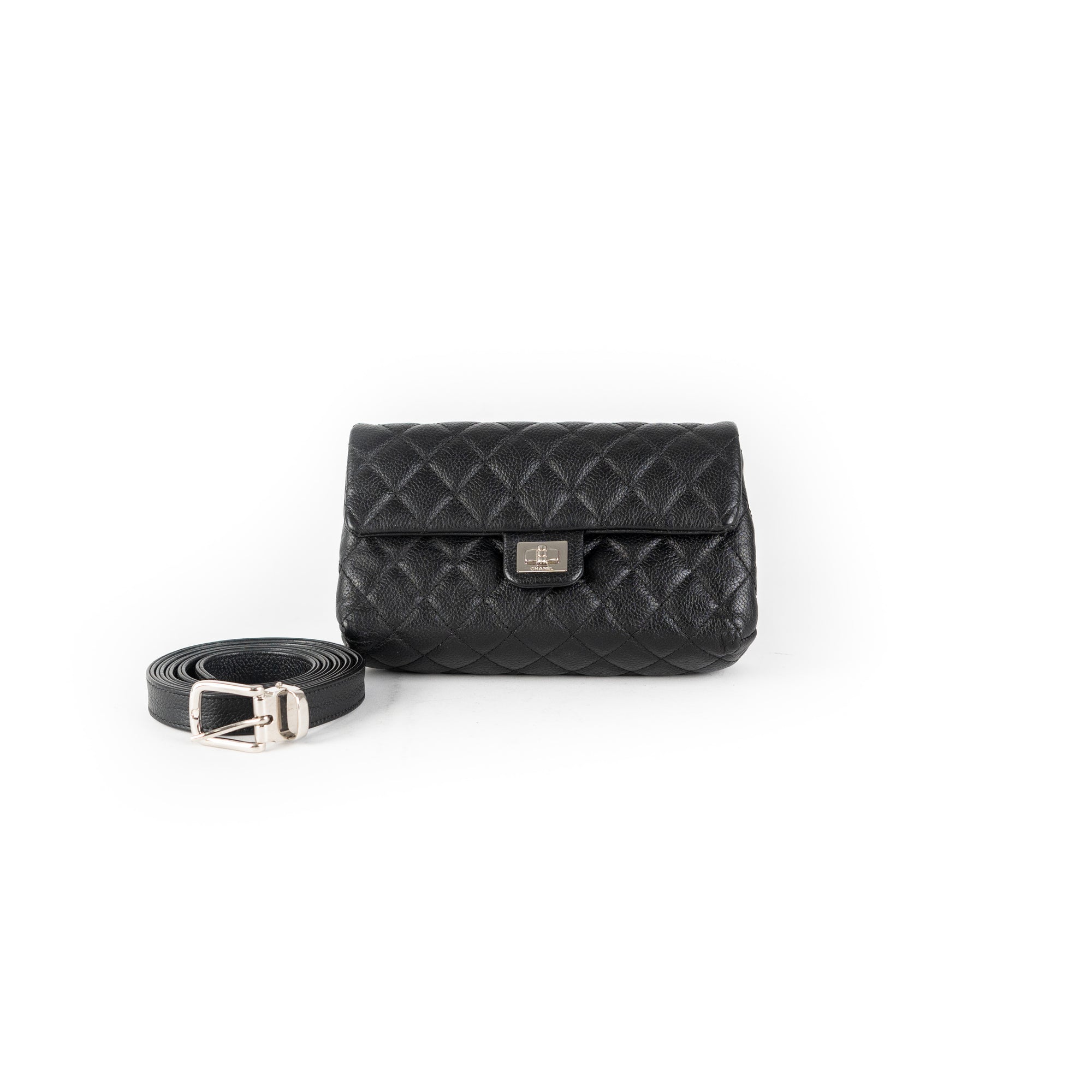 CHANEL UNIFORM BAG LEATHER BLACK CAVIAR MINI WAIST BAG CROSSBODY CLUTCH  3572652782391  eBay