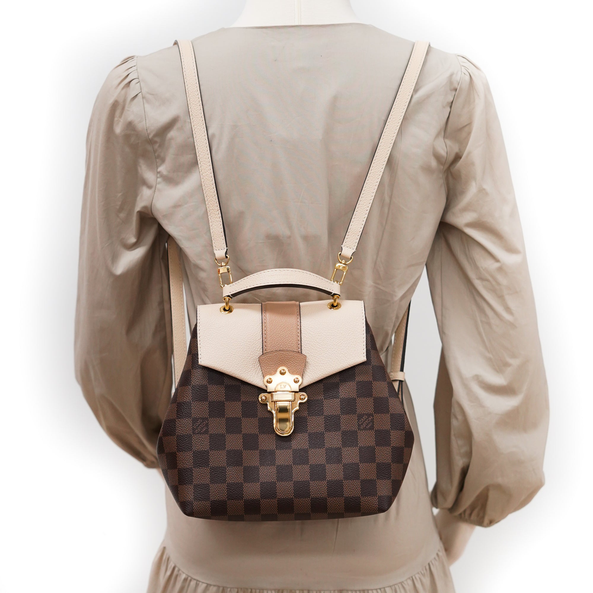 Louis Vuitton Clapton Backpack Damier Ebene Creme in Coated Canvas/Leather  with Gold-tone - US