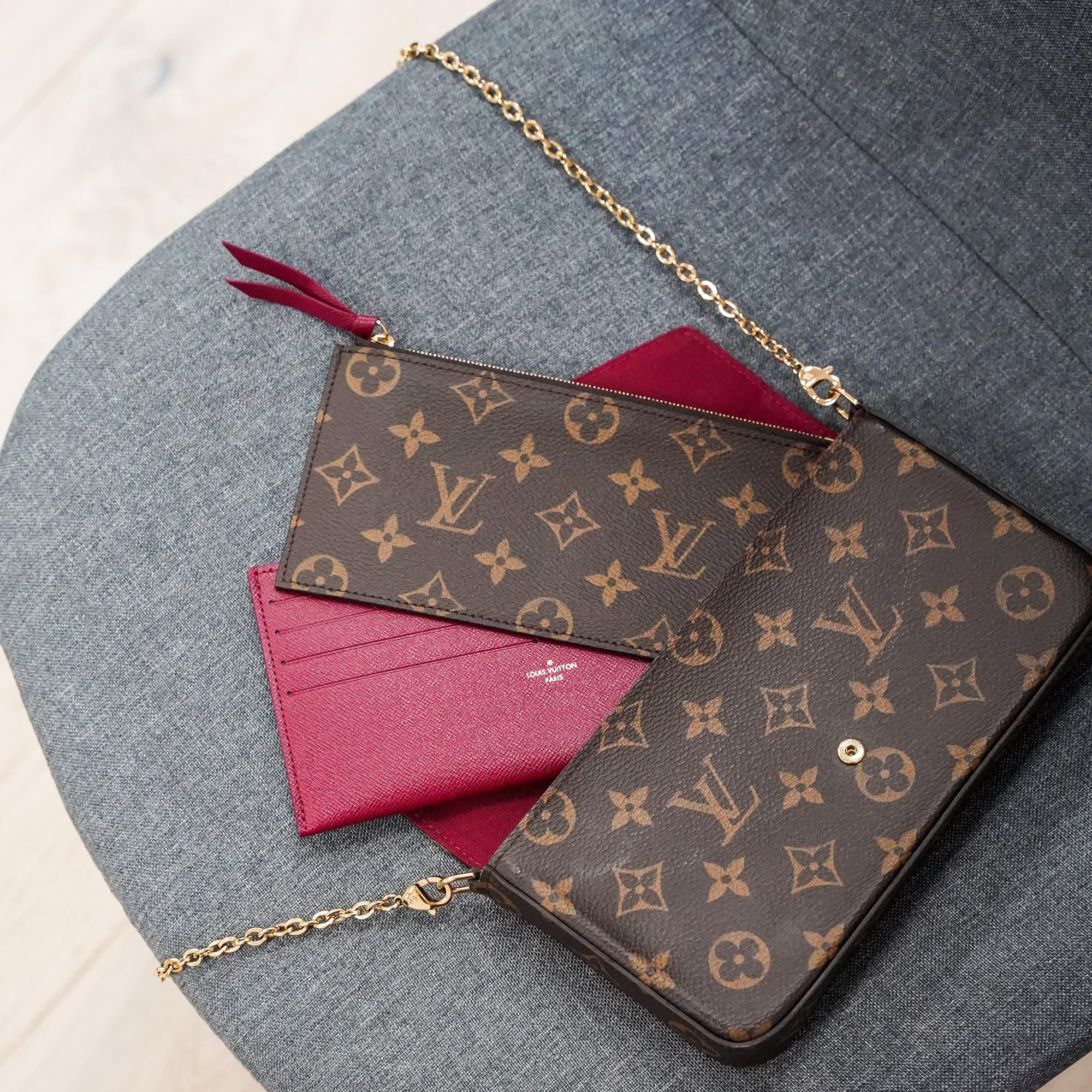 Louis Vuitton Pochette Felicie Monogram Vernis Cerise Cherry in Patent  Leather with Gold-tone - US