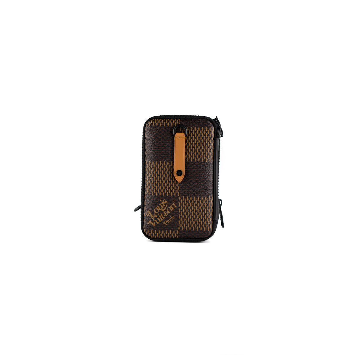 Virgil Abloh NIGO Brown Monogram Striped Coated Canvas Flap Double Phone  Pouch Gold Hardware, 2021
